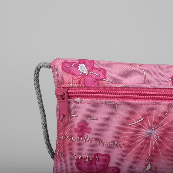 Детская сумка "Бабочки", отдел на молнии, наружный карман, цвет розовый