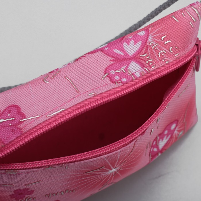 Детская сумка "Бабочки", отдел на молнии, наружный карман, цвет розовый