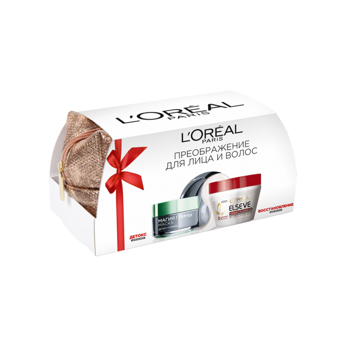 Набор L'Oreal Paris: Маска для лица Магия Глины 50 мл, Маска для волос Эльсев 300 мл
