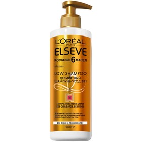 Шампунь для волос L'Oreal Elseve 3 в 1 «Роскошь 6 масел», 400 мл