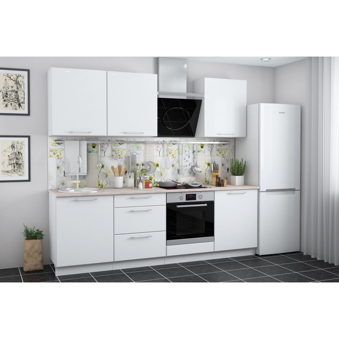 Кухонный гарнитур "Ректа", 2400 мм, цвет белый