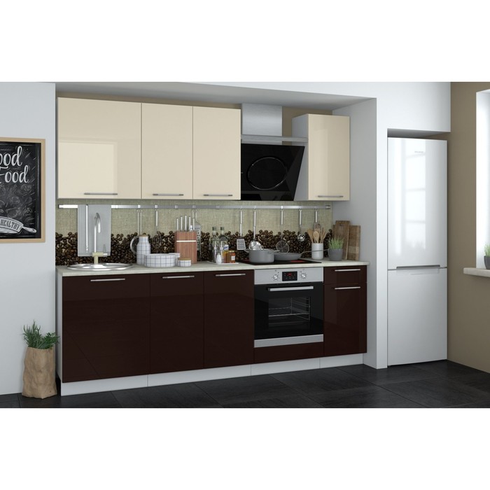 Кухонный гарнитур "Кремона", 2400 мм, цвет бежевый