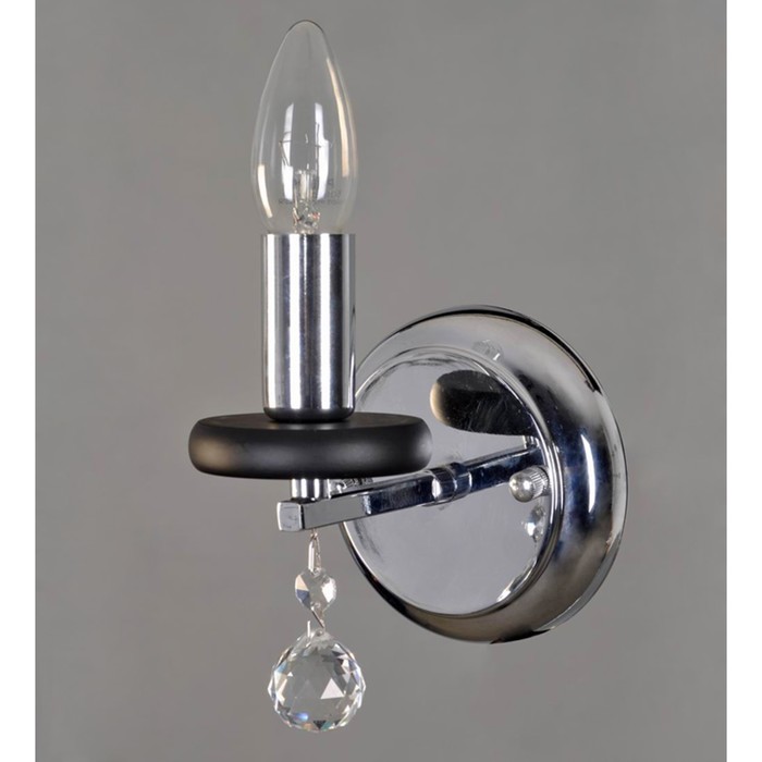 Бра "Лилу" 1x60w E14 хром, черный 14x10x14см