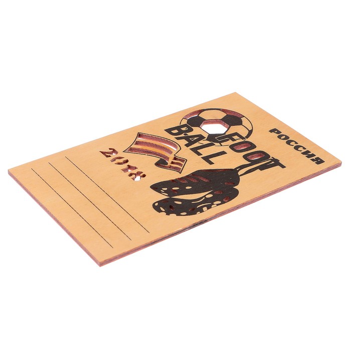 Открытка деревянная "Россия. Football 2018" мяч, кроссовки