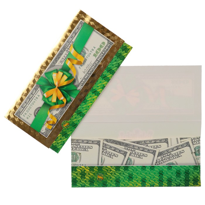 Конверт для денег "Универсальный" 100 долларов, бант