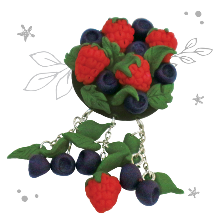 Брошь из полимерной глины своими руками "Ягоды"