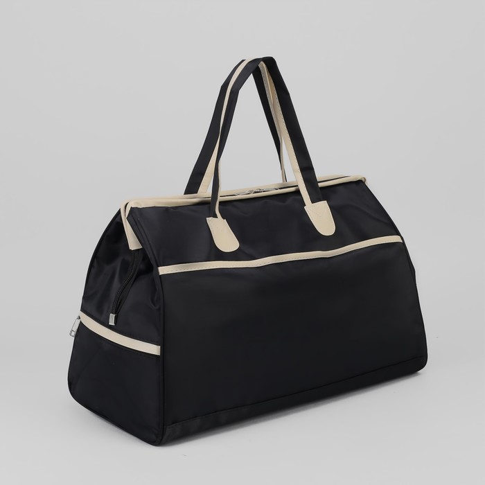 Сумка дорожная «Саквояж», отдел на молнии, 3 наружных кармана, цвет чёрный