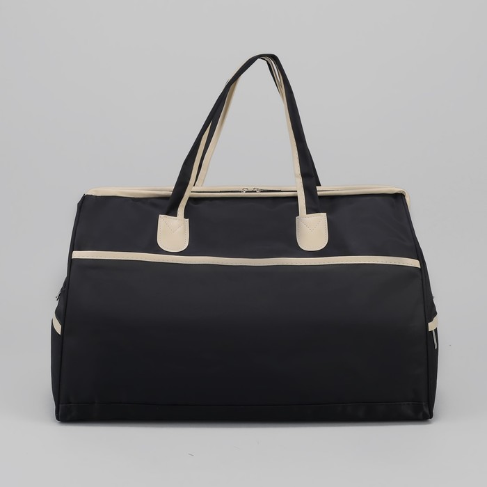 Сумка дорожная «Саквояж», отдел на молнии, 3 наружных кармана, цвет чёрный