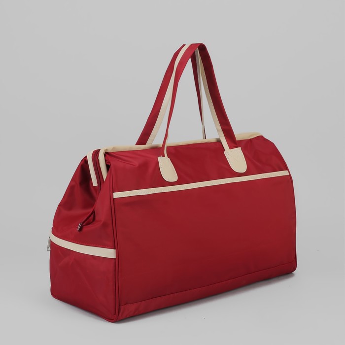 Сумка дорожная «Саквояж», отдел на молнии, 3 наружных кармана, темно-красный