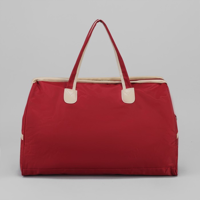 Сумка дорожная «Саквояж», отдел на молнии, 3 наружных кармана, темно-красный