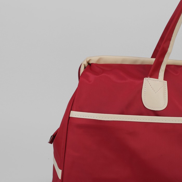 Сумка дорожная «Саквояж», отдел на молнии, 3 наружных кармана, темно-красный