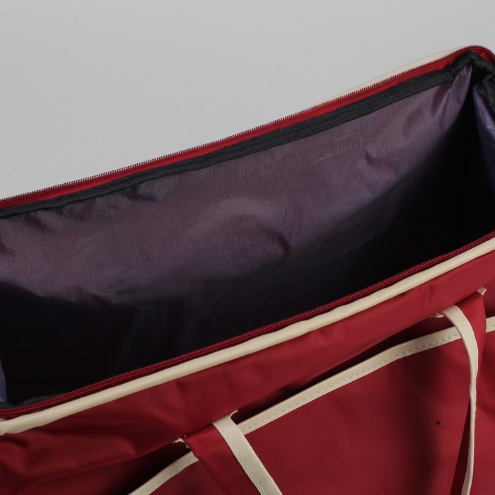 Сумка дорожная «Саквояж», отдел на молнии, 3 наружных кармана, темно-красный