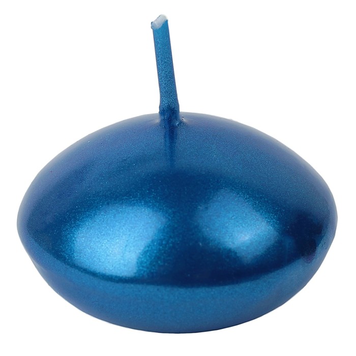 Свеча "Овал" 1шт, синий металлик 4×2см, фасовка по 6шт