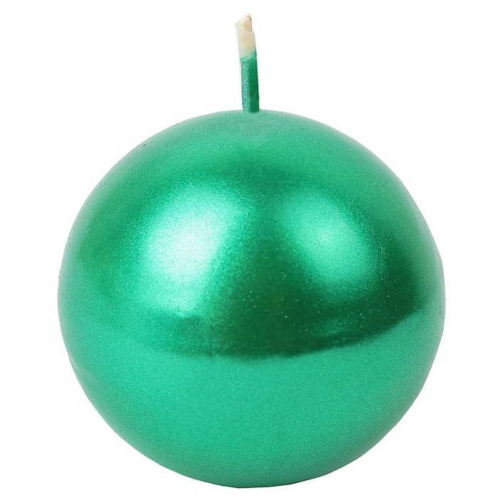 Свеча "Шар", зелёный металлик, 6×6см