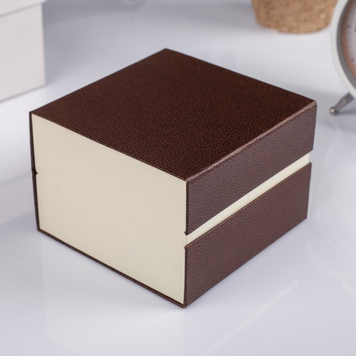 Шкатулка картон, бархат под часы 1 отделение "Рябь" кофейная 7,5х10,5х10,5 см