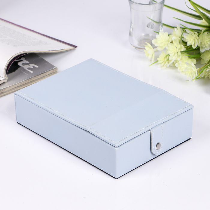 Шкатулка кожзам для украшений с зеркалом "Голубое небо" 5,5х21,5х15 см