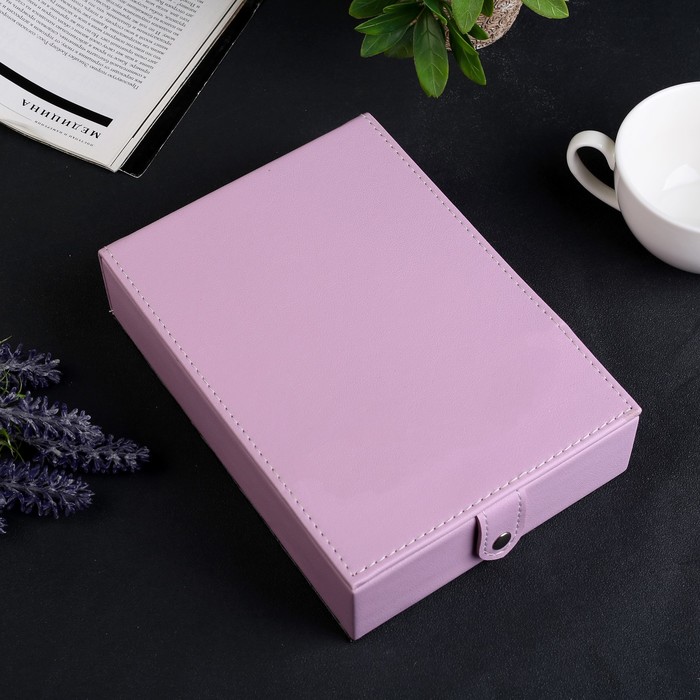 Шкатулка кожзам для украшений с зеркалом "Сиреневые дали" 5,5х21,5х15 см