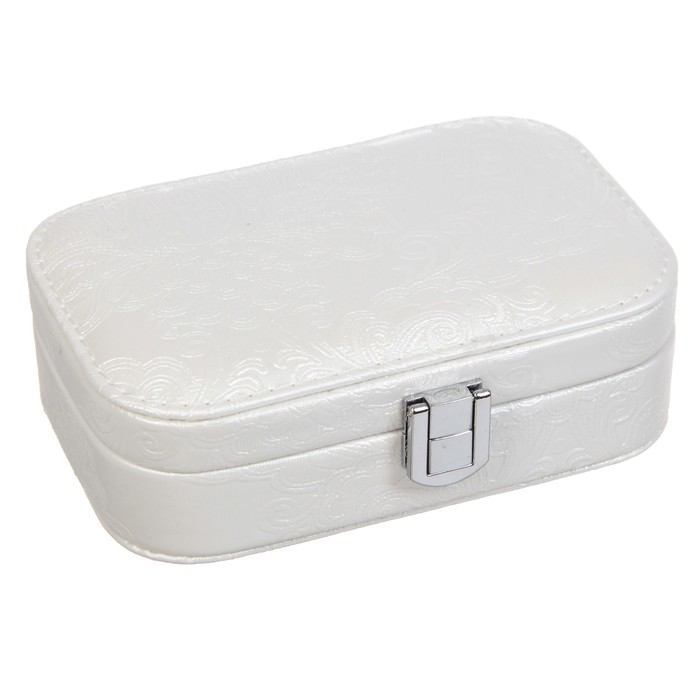Шкатулка кожзам для украшений миниатюра "Белоснежные узоры" 4,5х15х10 см