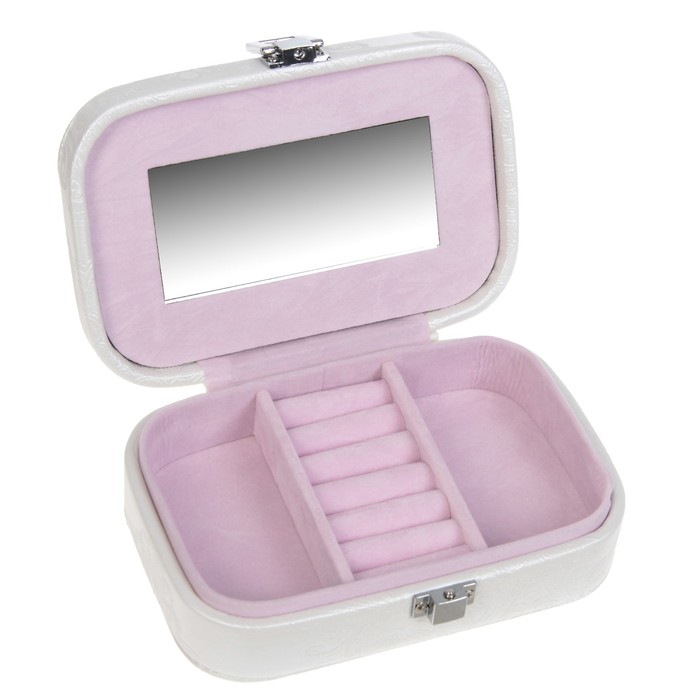 Шкатулка кожзам для украшений миниатюра "Белоснежные узоры" 4,5х15х10 см