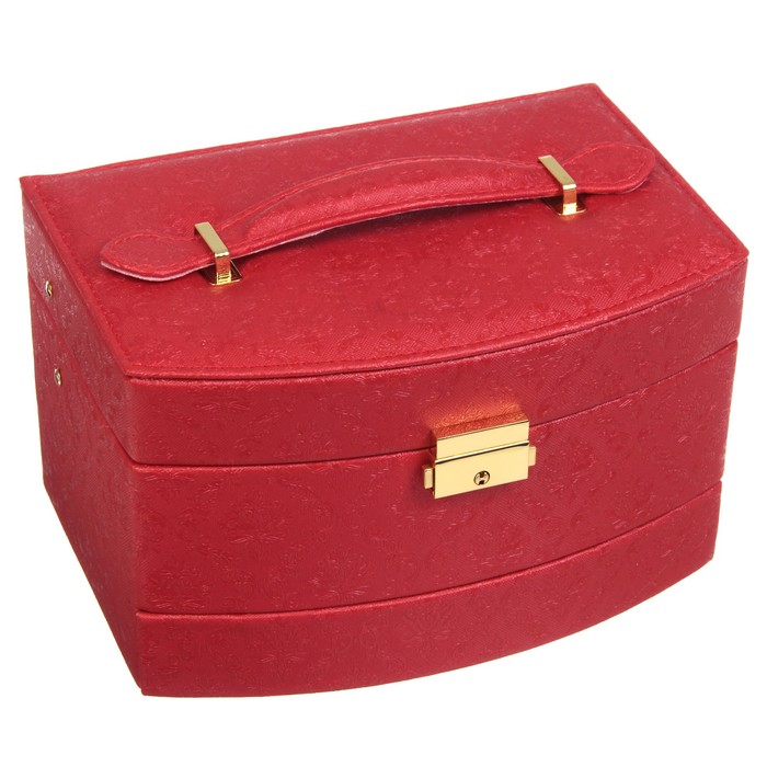 Шкатулка кожзам для украшений "Дамаск" красная 15,5х22х13,5 см