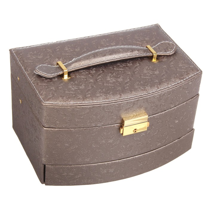 Шкатулка кожзам для украшений "Дамаск" жареный кофе 15,5х22х13,5 см