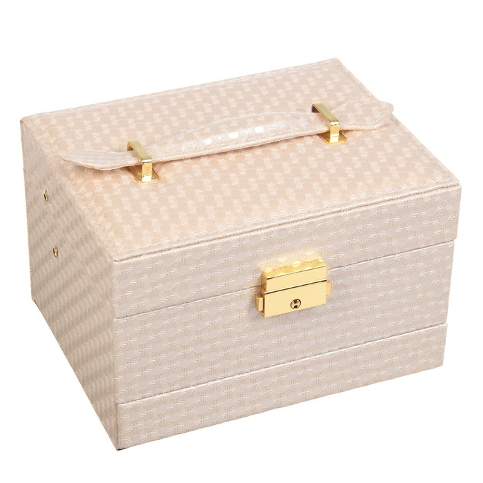 Шкатулка кожзам для украшений "Солнцестояние" кремовая 15х18х12 см