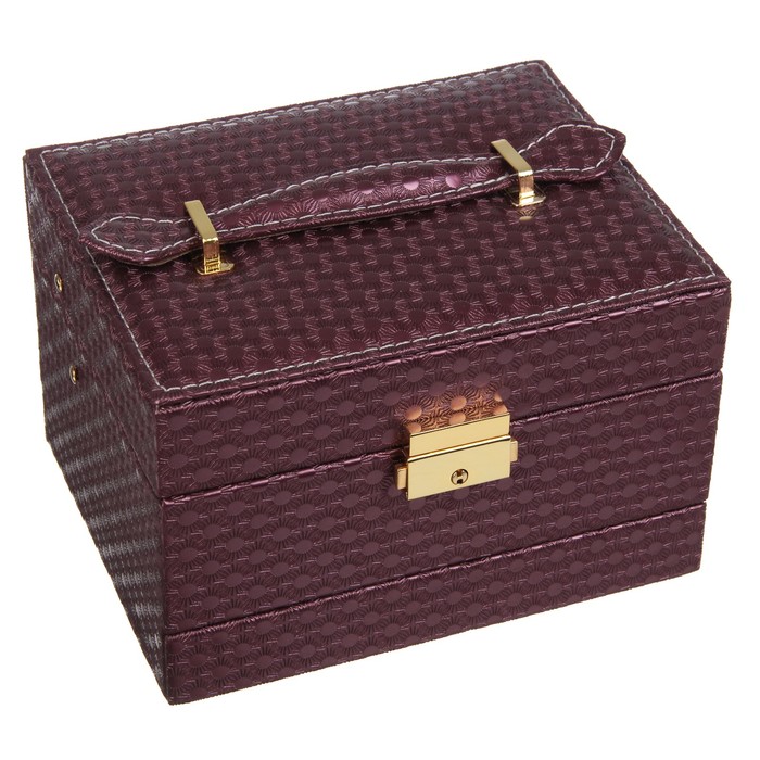 Шкатулка кожзам для украшений "Солнцестояние" бордо 15х18х12 см