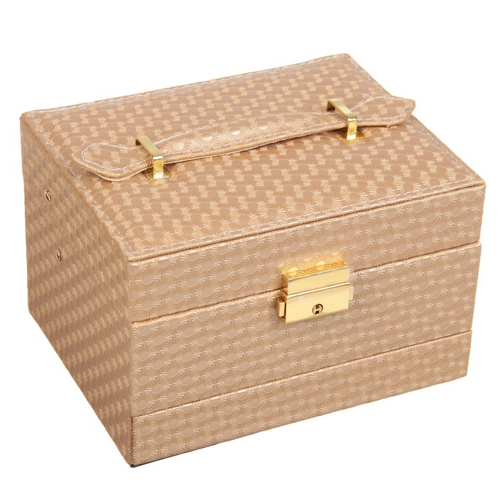 Шкатулка кожзам для украшений "Солнцестояние" золото 15х18х12 см