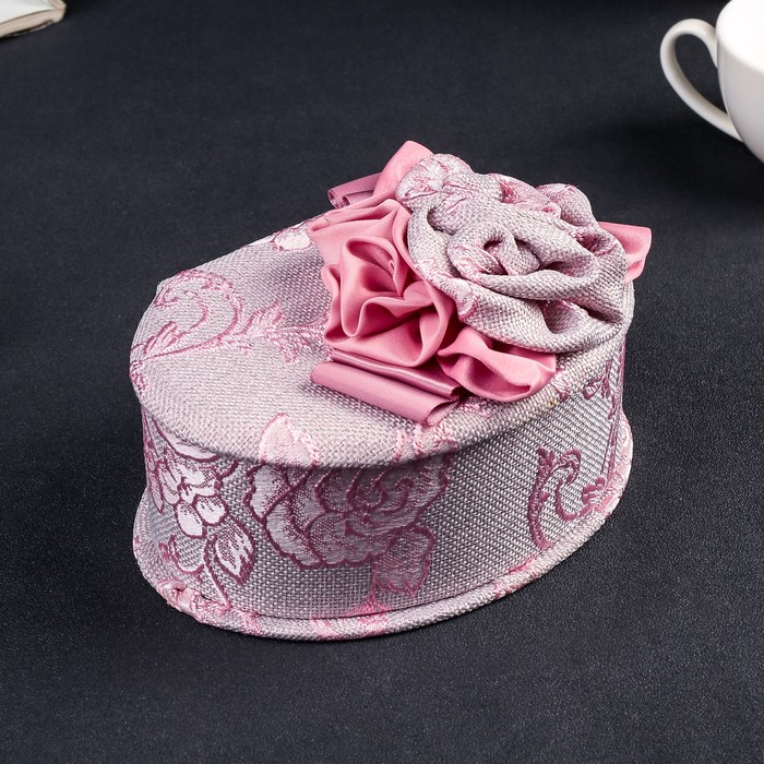 Шкатулка ткань для украшений овал "Розовые розы" 10х17х13 см