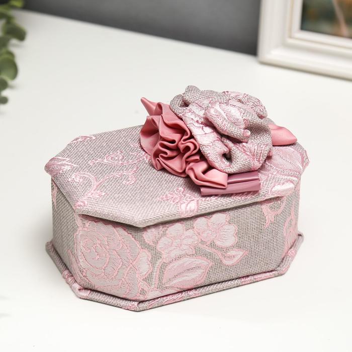 Шкатулка ткань для украшений многогранник "Розочки на синем" 10х17х13 см