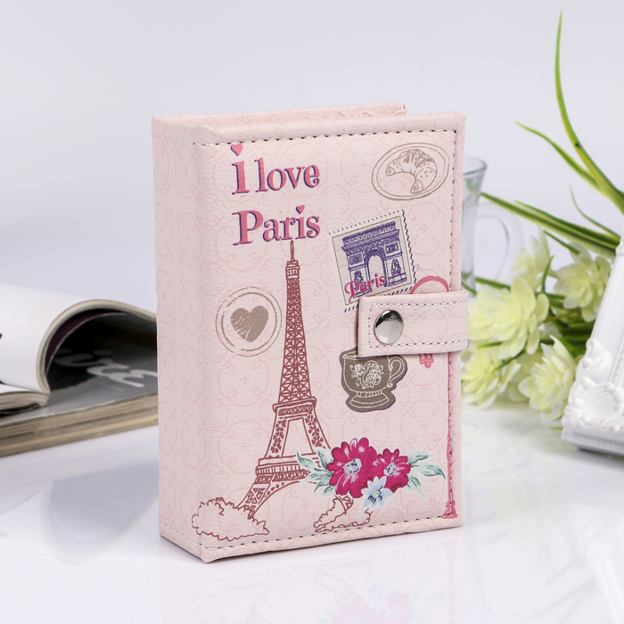 Шкатулка кожзам для украшений на кнопке "Я люблю Париж" 4,5х10,5х15 см