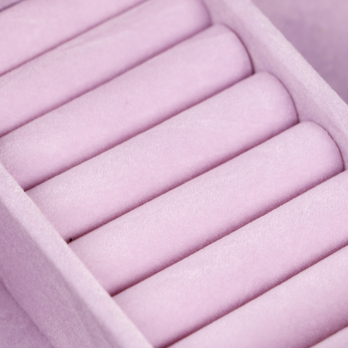 Шкатулка кожзам для украшений овальная "Совушка с бантиком" жемчужный блеск 6х17,5х11,5 см