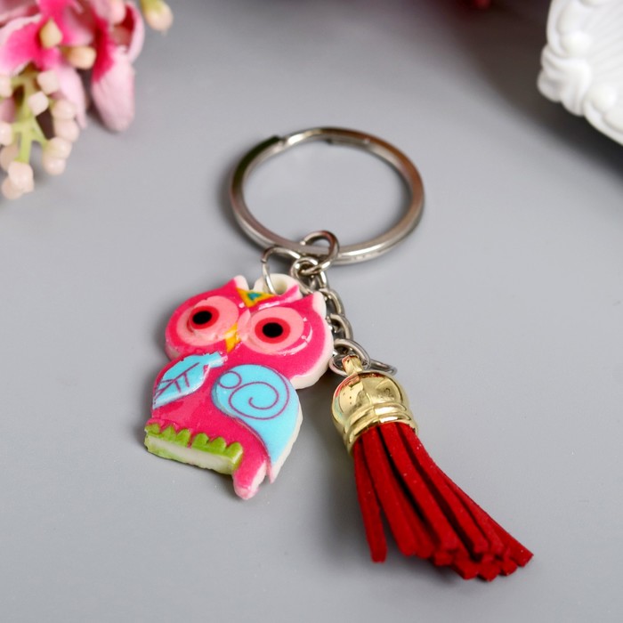 Брелок пластик "Совушка с кисточкой" МИКС 3,5х2,2 см