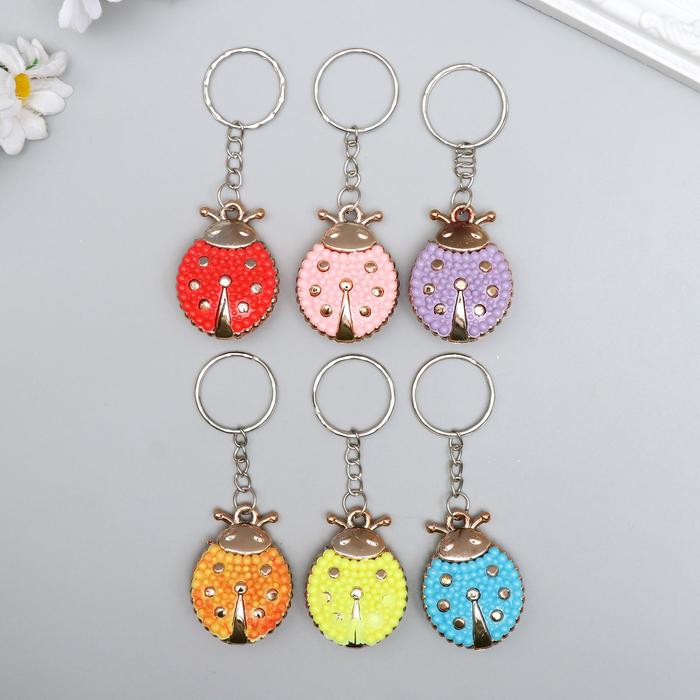 Брелок пластик под металл "Божья коровка" МИКС 3,8х3,2 см