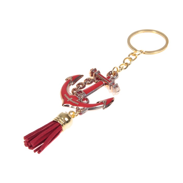 Брелок пластик висюльки "Якорь с кисточкой" МИКС 8х3,8 см