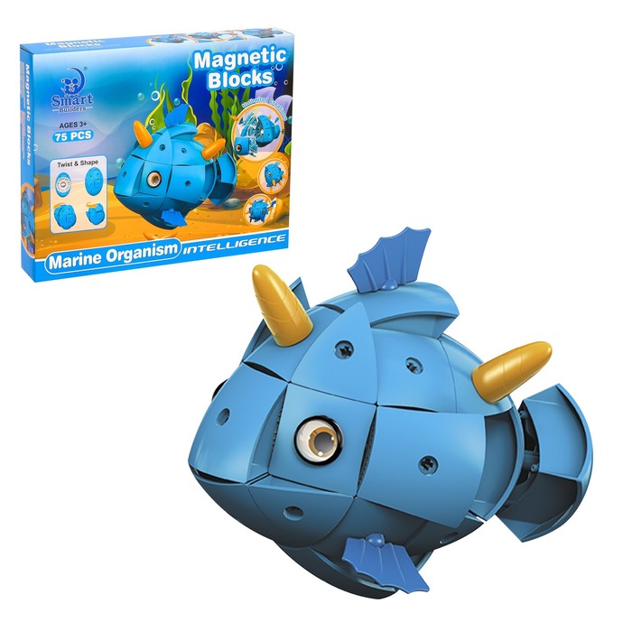 Конструктор магнитный «Морские животные», 72 детали