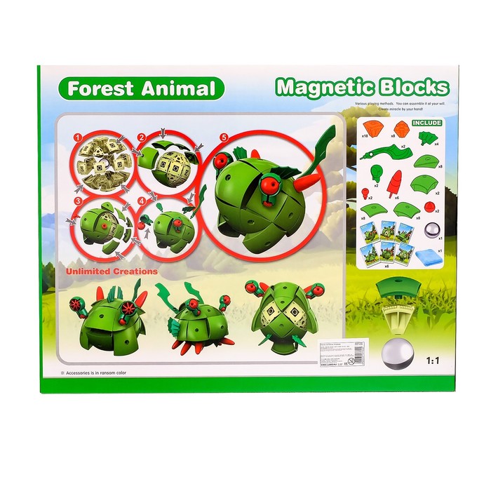 Конструктор магнитный «Лесные животные», 78 деталей