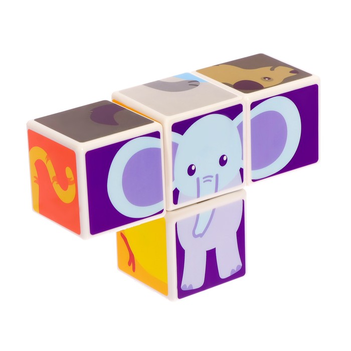 Конструктор магнитные кубики «Друзья животные», 4 детали