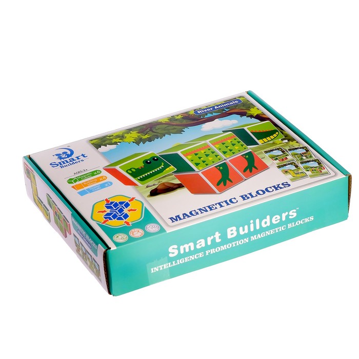 Конструктор магнитные кубики «Земноводные животные», 6 деталей