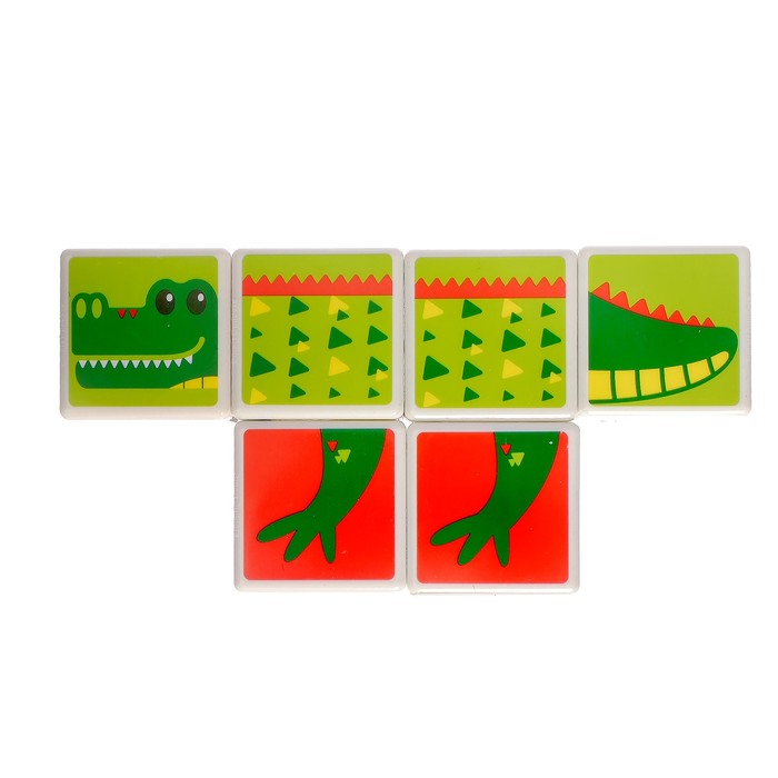 Конструктор магнитные кубики «Земноводные животные», 6 деталей