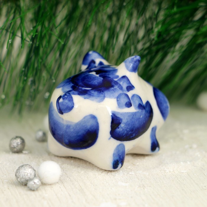 Сувенир «Поросёнок Малыш», 3,5 см, гжель