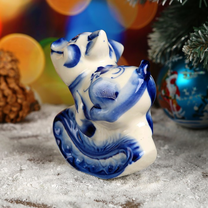 Сувенир «Поросёнок Качалка», 10 см, гжель