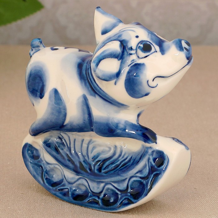 Сувенир «Поросёнок Качалка», 10 см, гжель