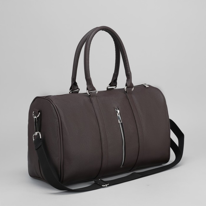 Сумка дорожная, отдел на молнии, наружный карман, регулируемый ремень, цвет коричневый