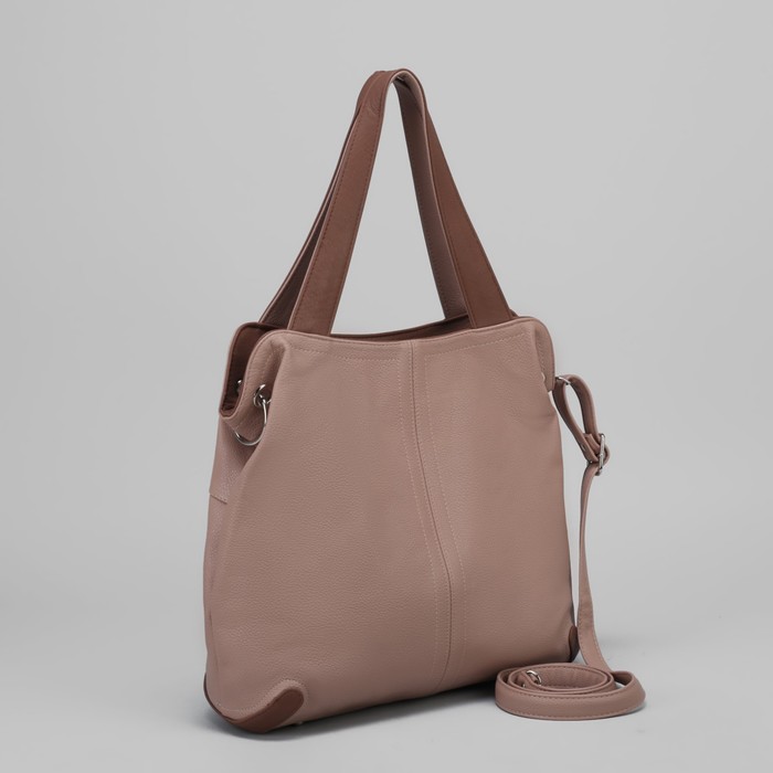 Сумка женская, отдел на молнии, наружный карман, длинный ремень, цвет бежевый