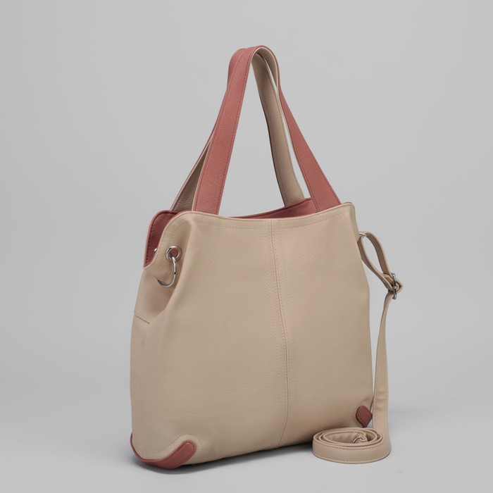 Сумка женская, отдел на молнии, наружный карман, длинный ремень, цвет бежевый/рыжий