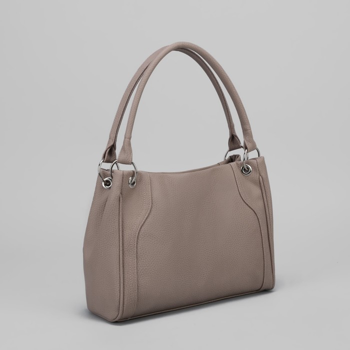 Сумка женская, отдел на молнии, наружный карман, цвет тёмно-бежевый