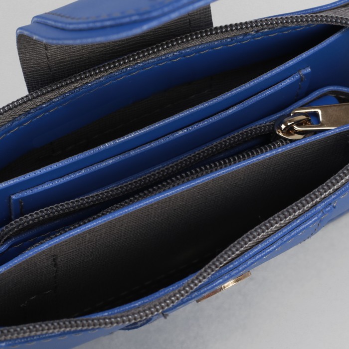 Сумка женская, 2 отдела на молнии, ручка, цвет синий