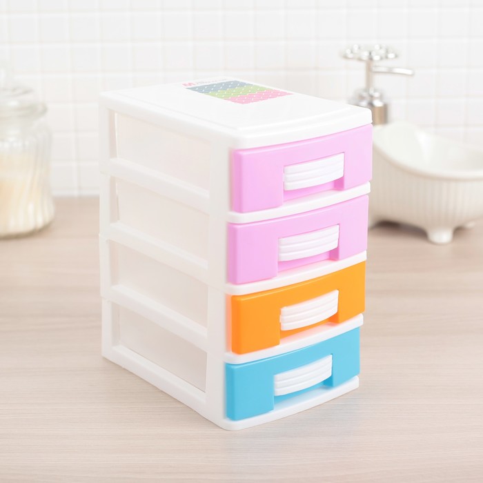 Мини-комод для мелочей 4 секции 13х9х15 см, цвет МИКС