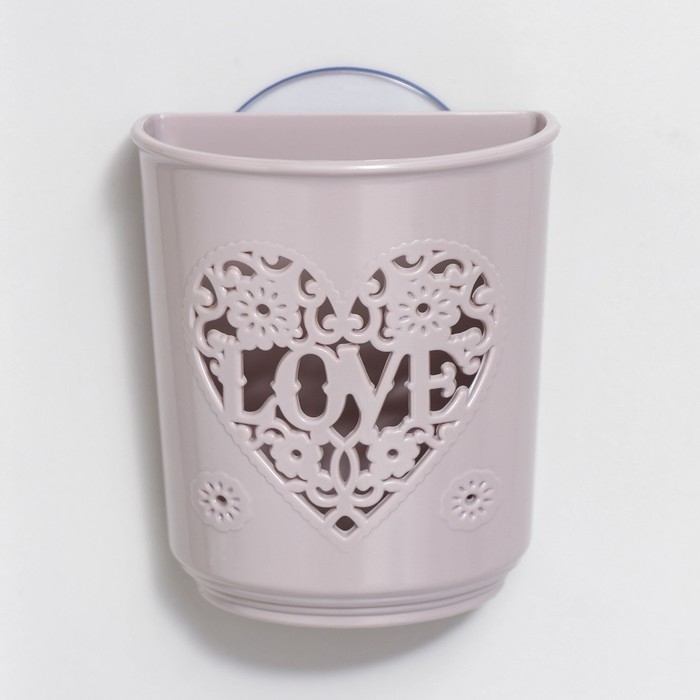 Держатель для зубных щеток и пасты на присоске "Love" 6х8х9 см, цвет МИКС